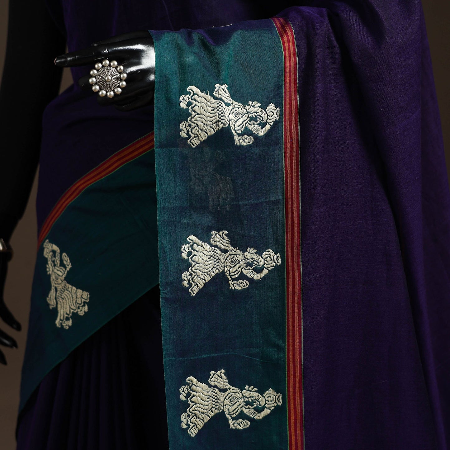 Dharwad cotton saree with border 36 - handcrafted