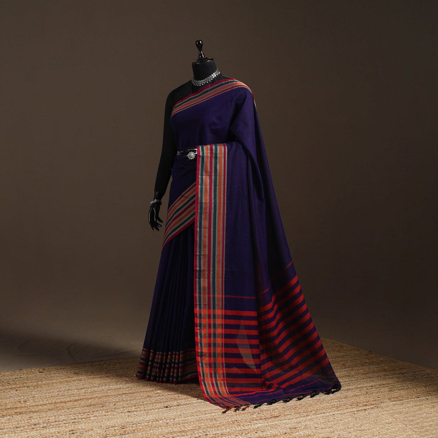 Dharwad cotton saree with border 42 - handcrafted