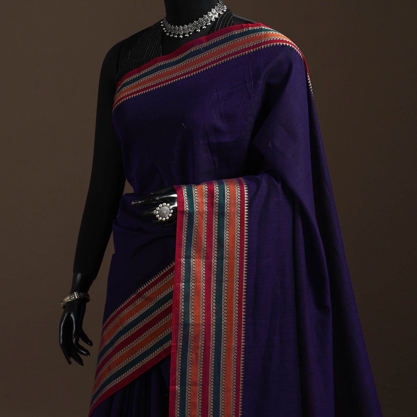 Dharwad cotton saree with border 42 - handcrafted