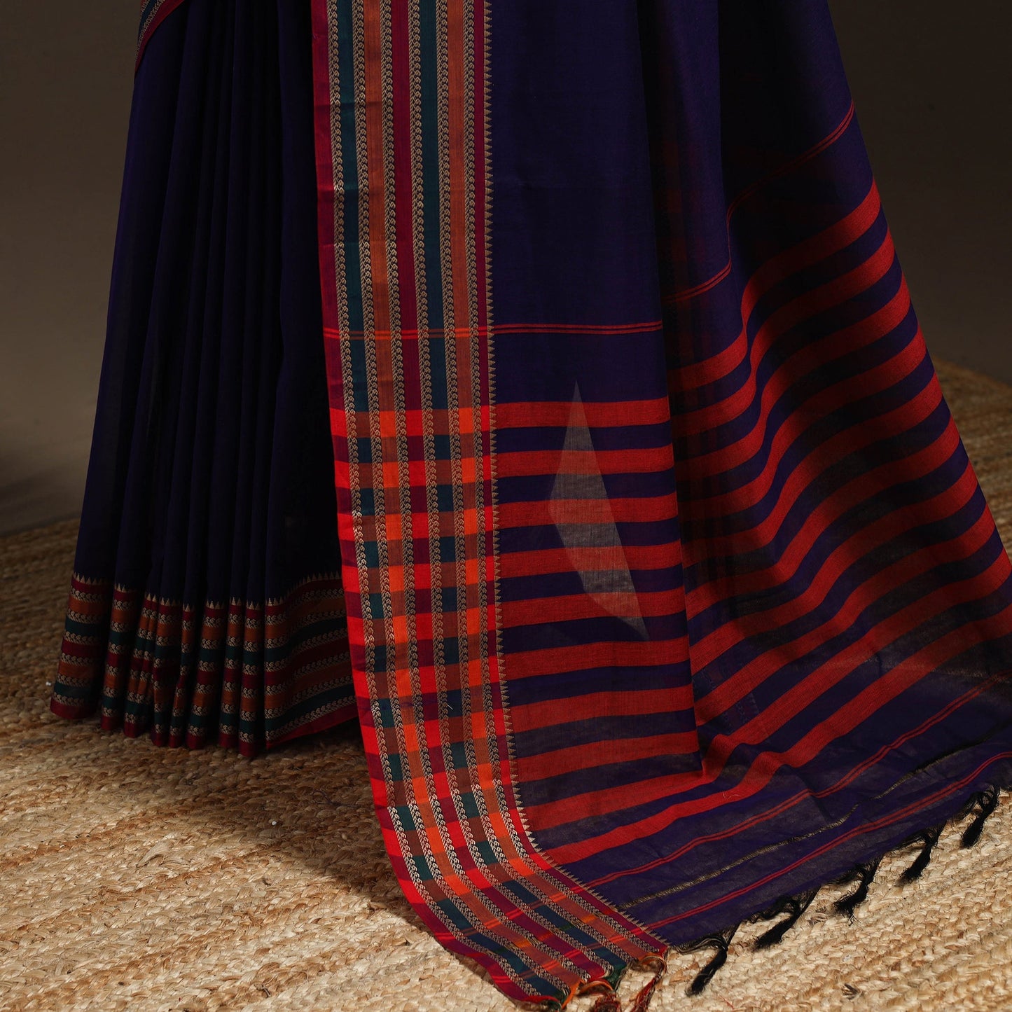 Dharwad cotton saree with border 42 - handcrafted