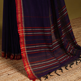 Purple - dharwad cotton saree with border 46 - handcrafted