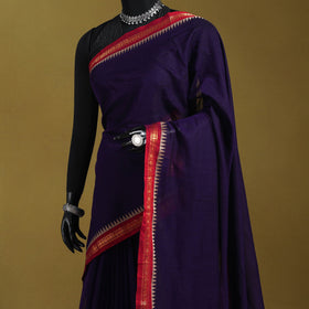 Purple - dharwad cotton saree with border 46 - handcrafted
