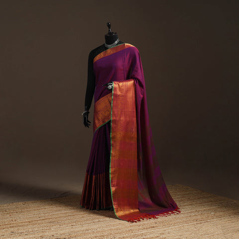 Dharwad cotton saree with border 52 - handcrafted