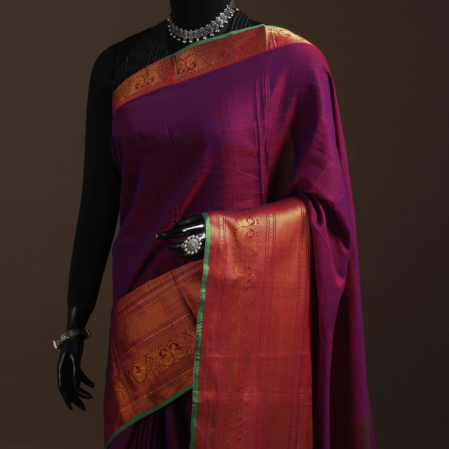 Dharwad cotton saree with border 52 - handcrafted