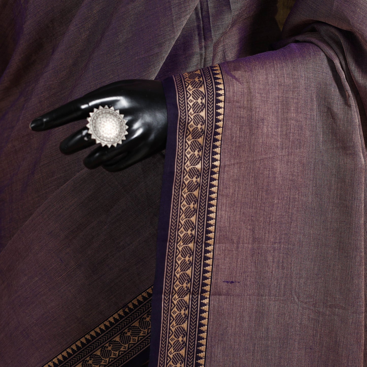 Purple - dharwad cotton saree with border 57 - handcrafted