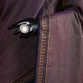 Purple - dharwad cotton saree with border 57 - handcrafted