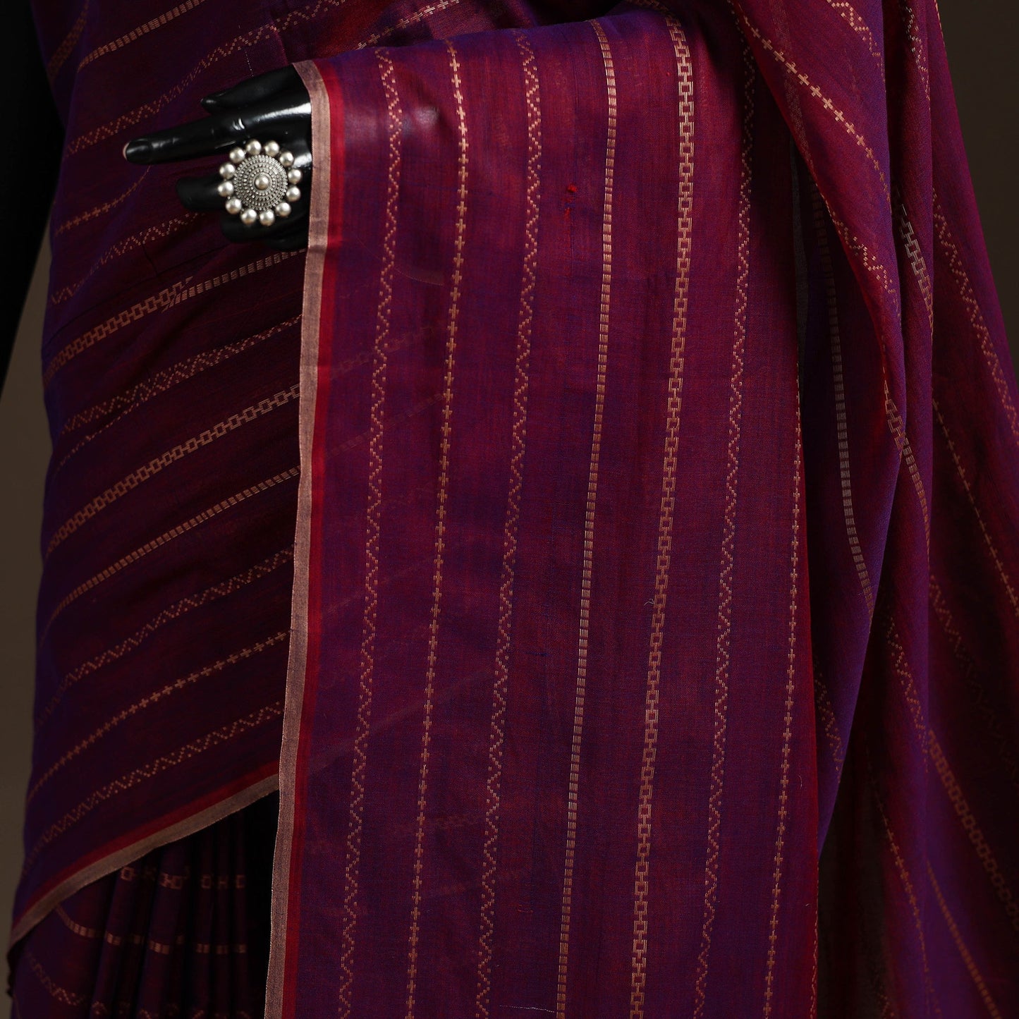Dharwad cotton saree with thread stripes 32 - handcrafted