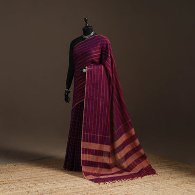 Dharwad cotton saree with thread stripes 32 - handcrafted