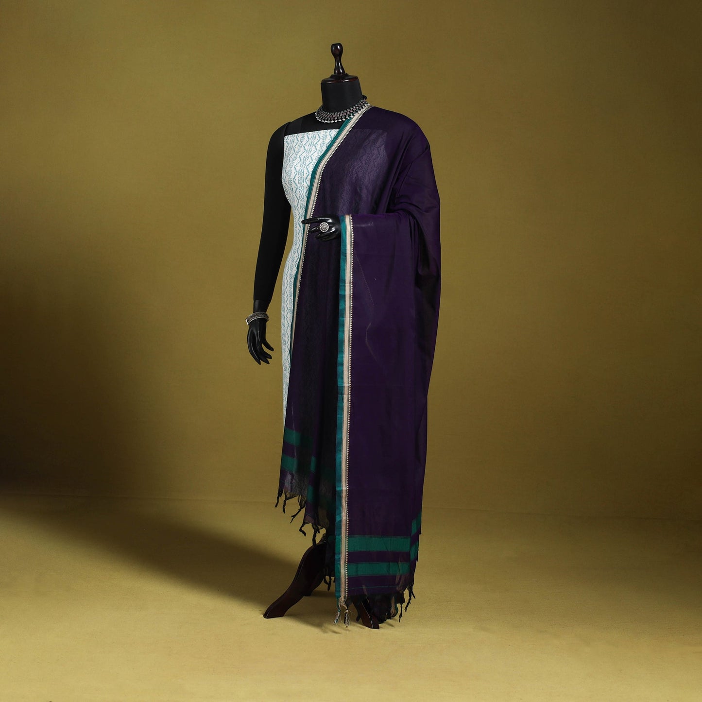 Purple - dharwad mercerised cotton dupatta with border 69