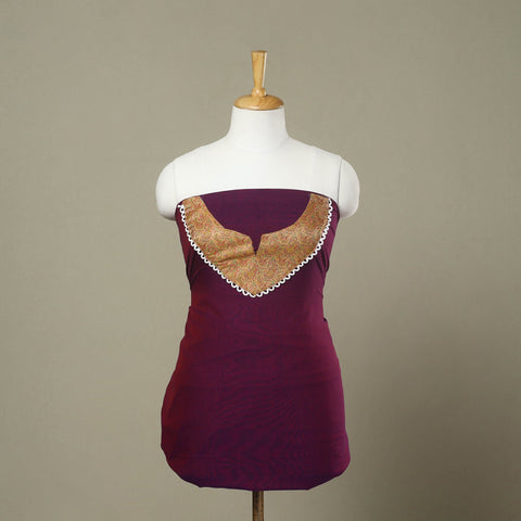 Buy Purple Dharwad Patchwork Cotton Kurta Material