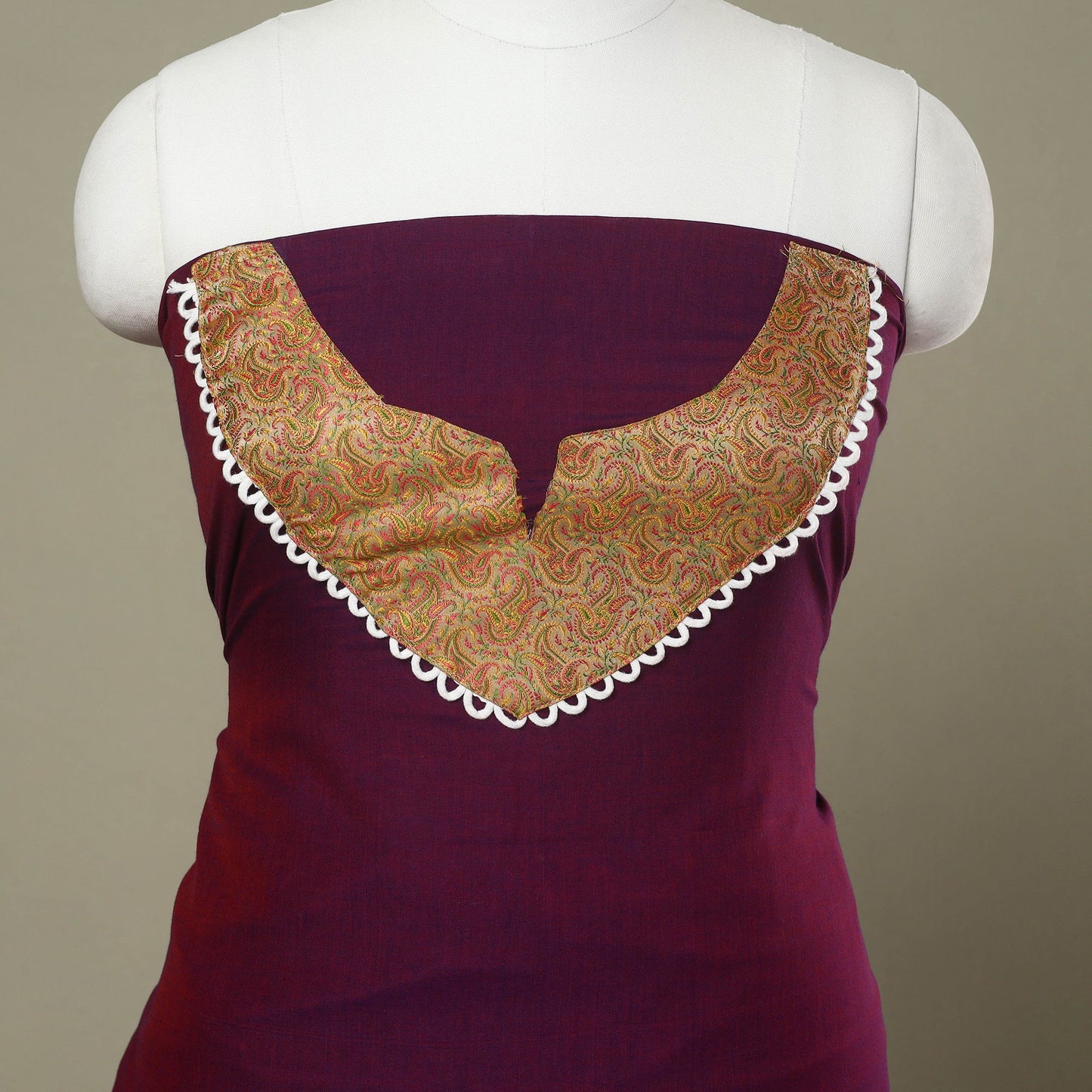 Buy Purple Dharwad Patchwork Cotton Kurta Material