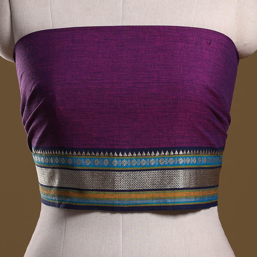 Dharwad weave cotton blouse piece 08 - handcrafted