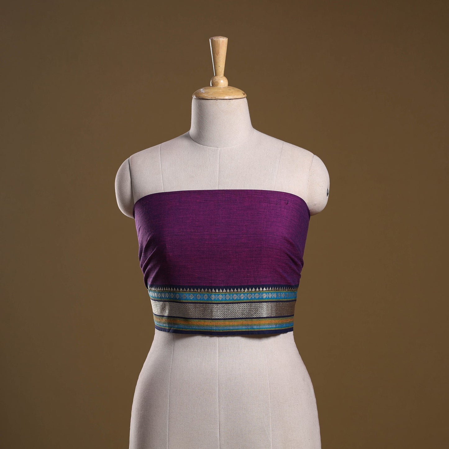 Dharwad weave cotton blouse piece 08 - handcrafted