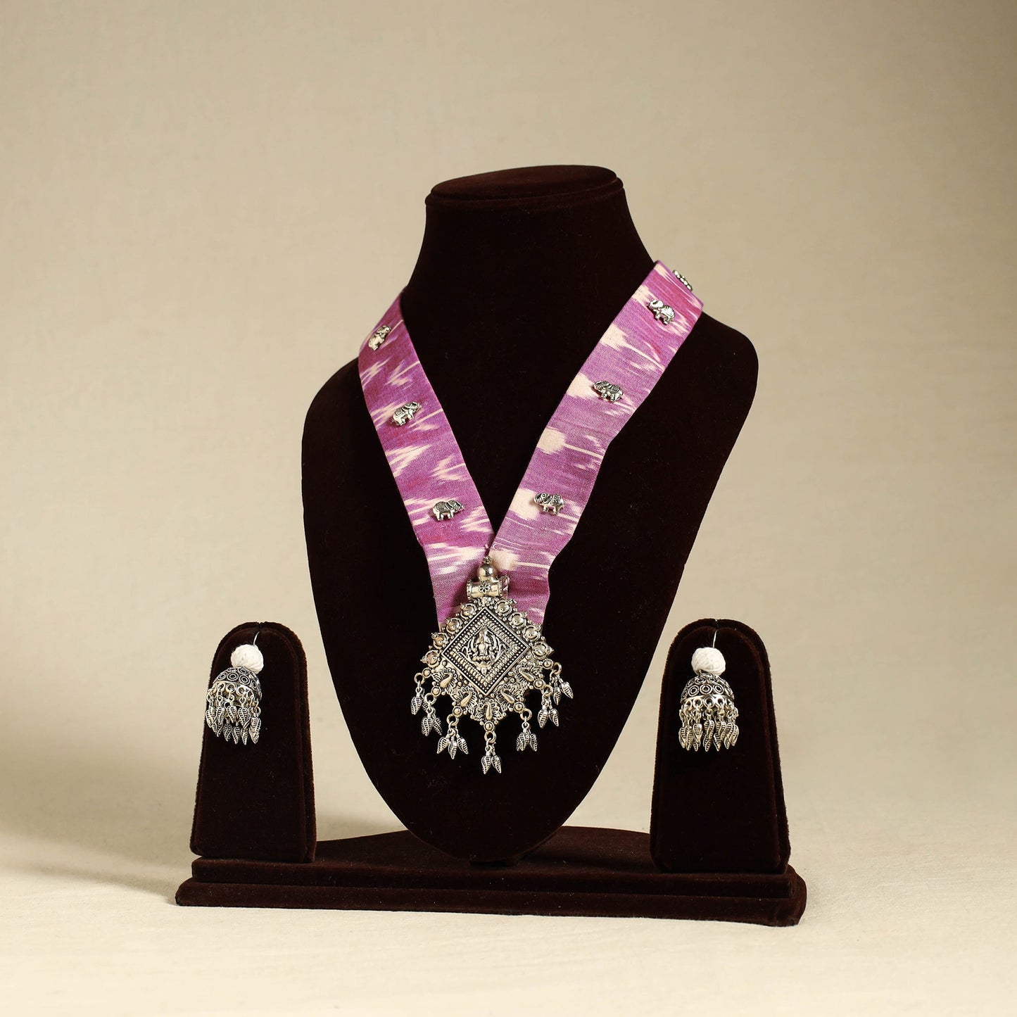 Purple - fabart german silver necklace set 22 - handcrafted