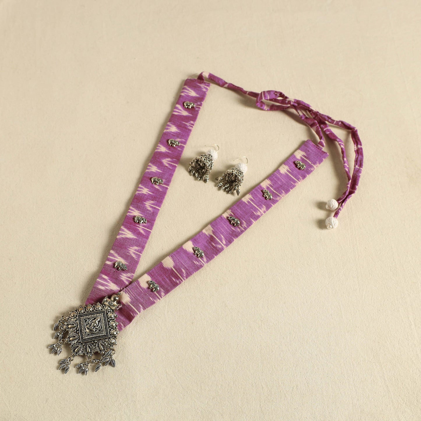 Purple - fabart german silver necklace set 22 - handcrafted