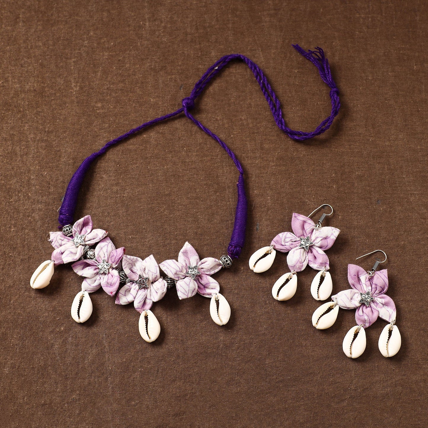 Purple - fabart phool kali shell choker necklace set 08