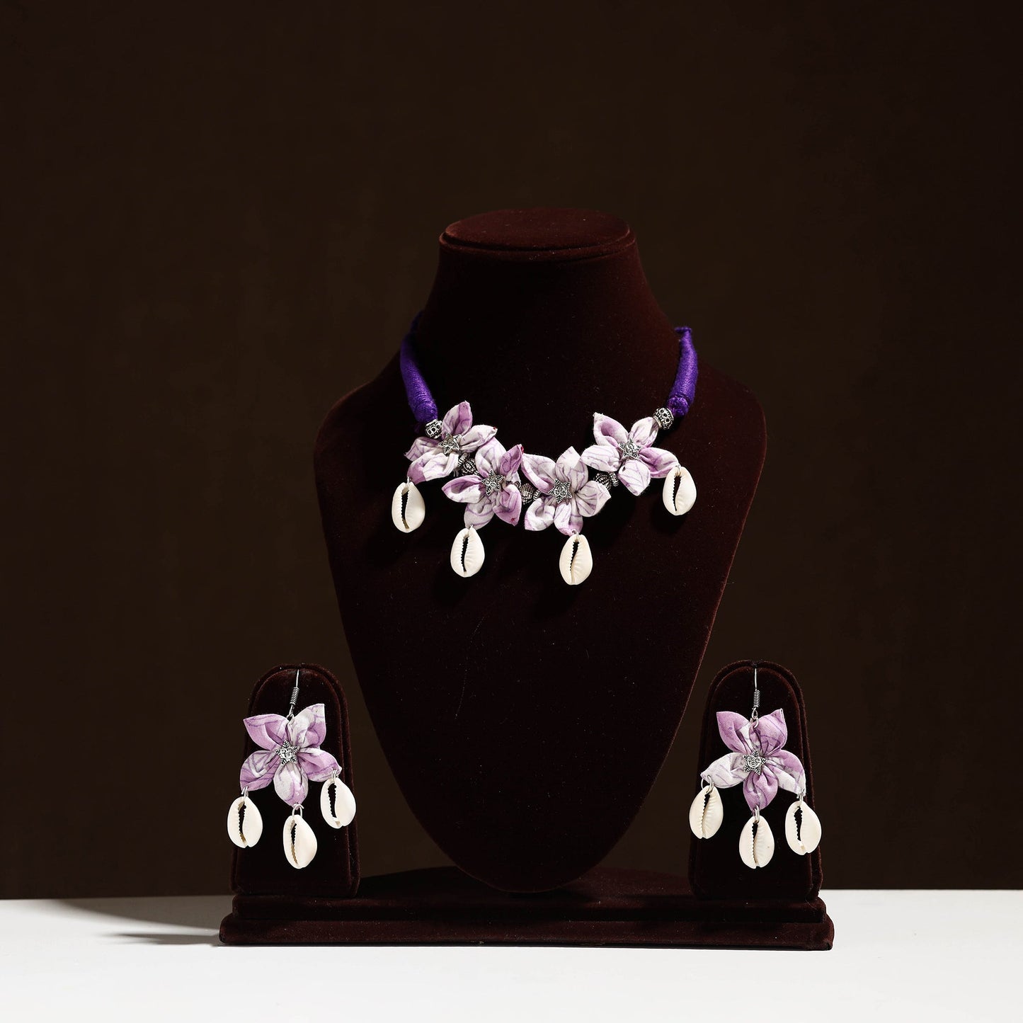 Purple - fabart phool kali shell choker necklace set 08