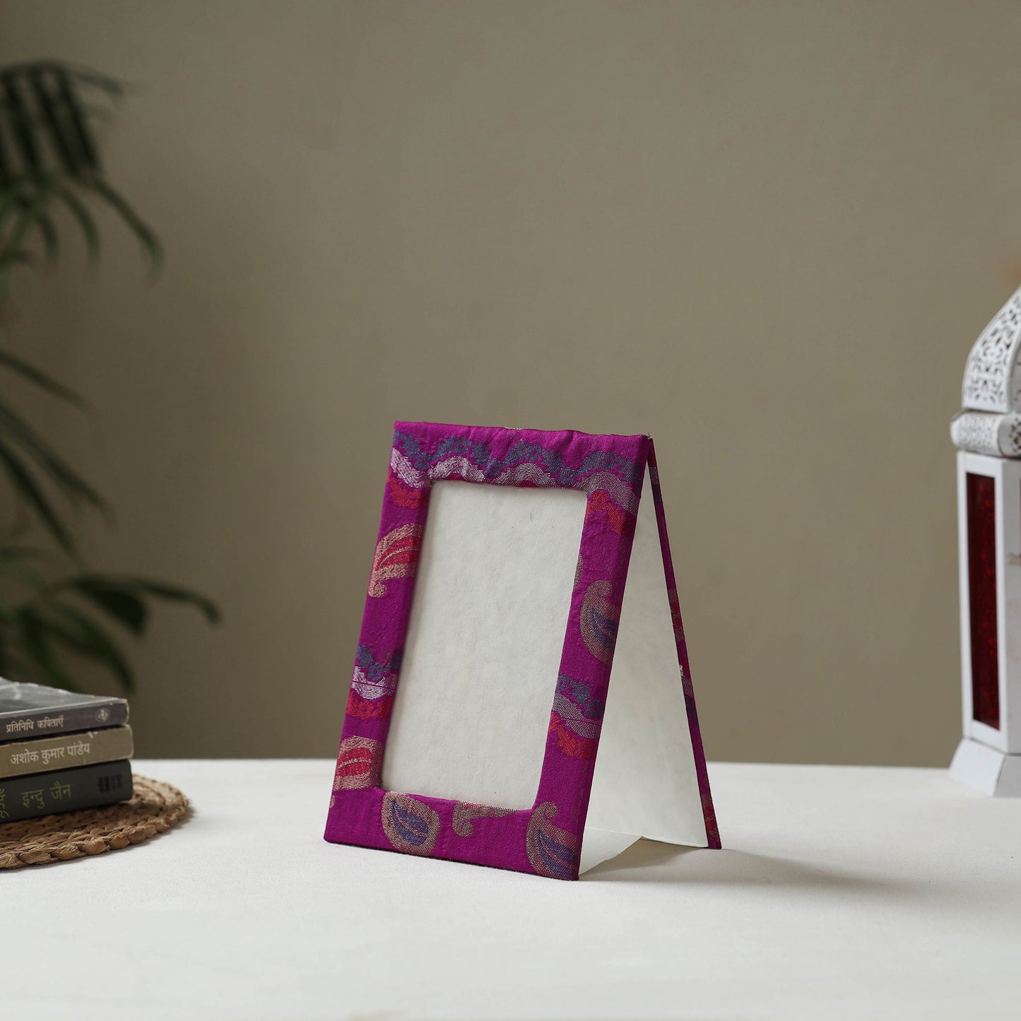 Purple - fabric embellished handmade photo frame (8 x 6 in)