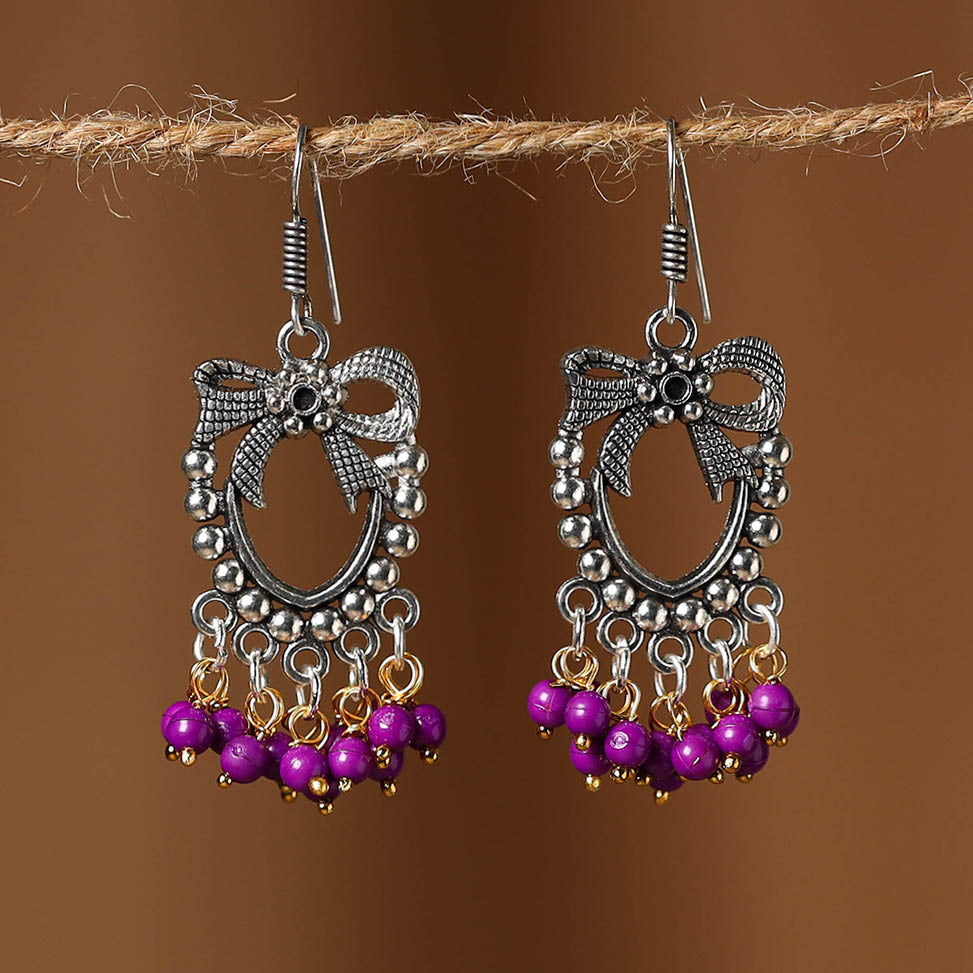 Farah German Silver Beaded Earrings 