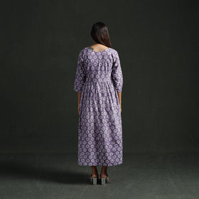 Flared angrakha cotton hand block batik print dress 07