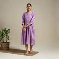 Purple Flared Cotton Jacquard Dress