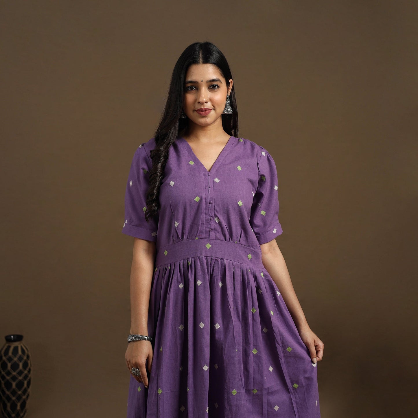 Buy Flared Cotton Jacquard Kurta for Women