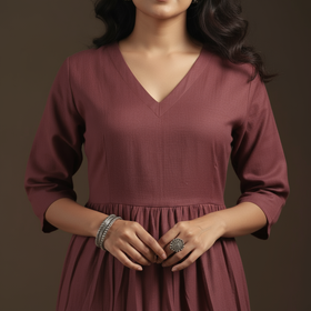 Purple - flex cotton tiered plain dress 08 - handcrafted