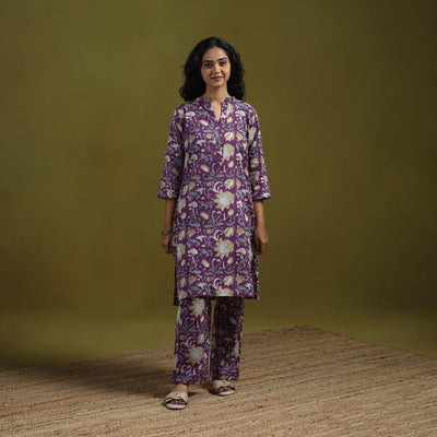 Floral cotton sanganeri co-ord set 01 - handcrafted