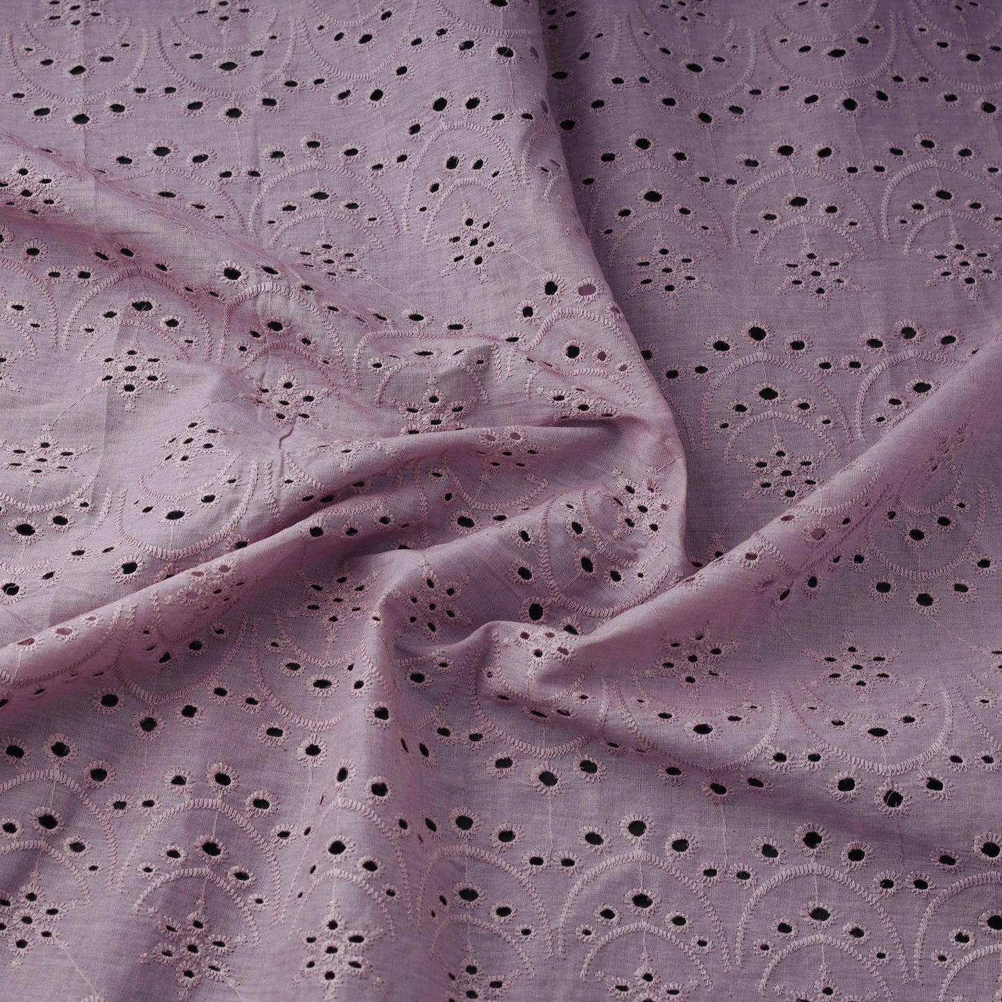  Purple Floral Embroidered Cotton Hakoba Fabric 