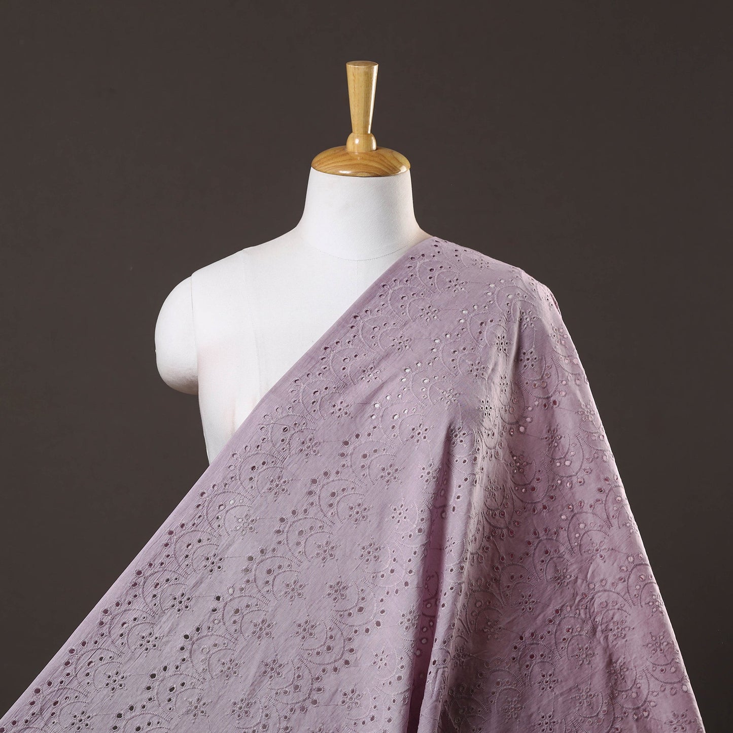  Purple Floral Embroidered Cotton Hakoba Fabric 