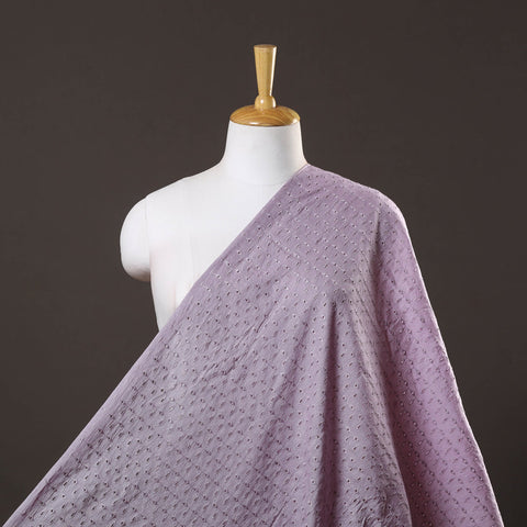  Purple Floral Embroidered Cotton Hakoba Fabric 