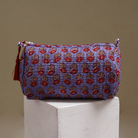 Floral hand block print quilted toiletry bags (set of 3) 02