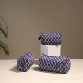 Purple - floral hand quilted toiletry bags (set of 3) 18