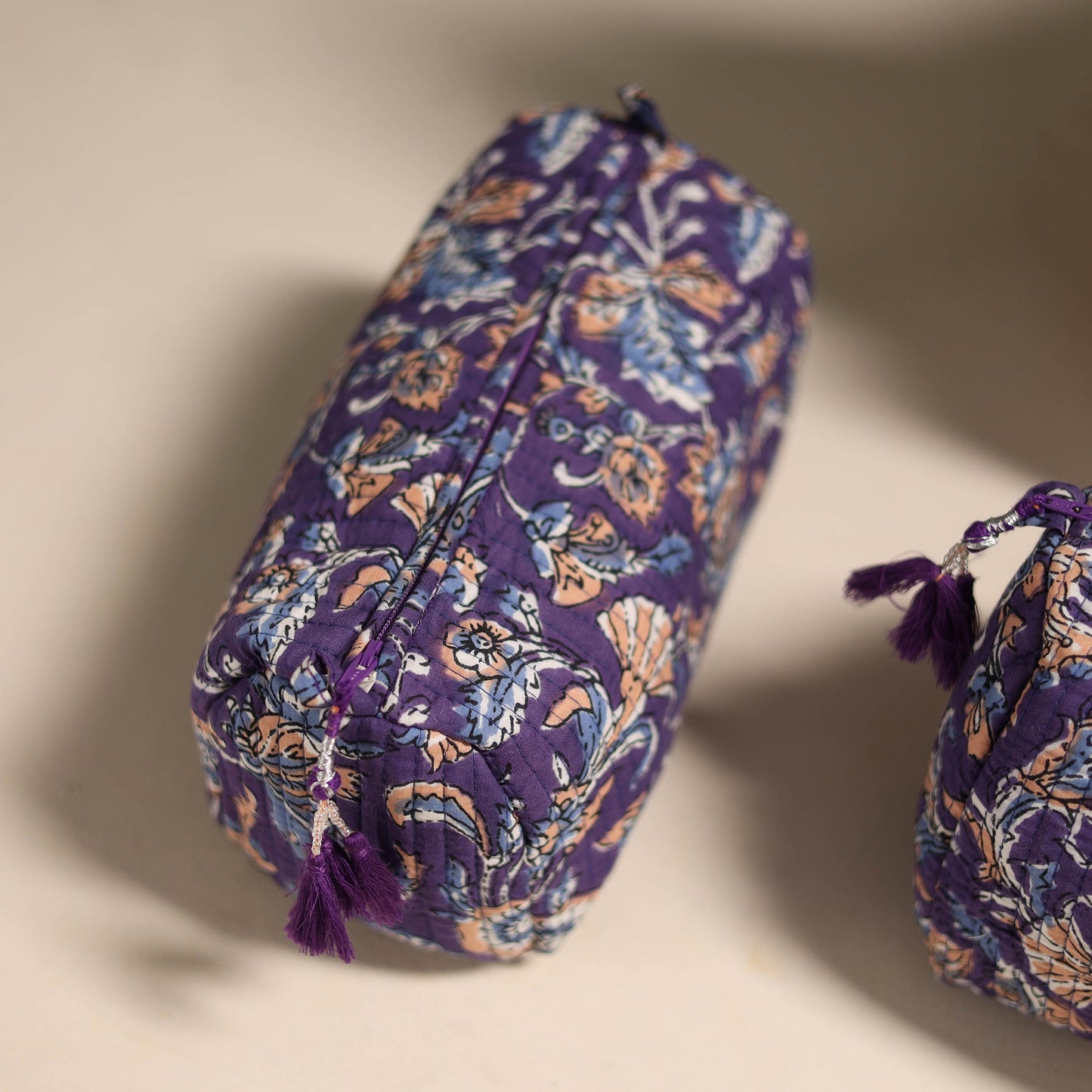 Purple - floral hand quilted toiletry bags (set of 3) 20