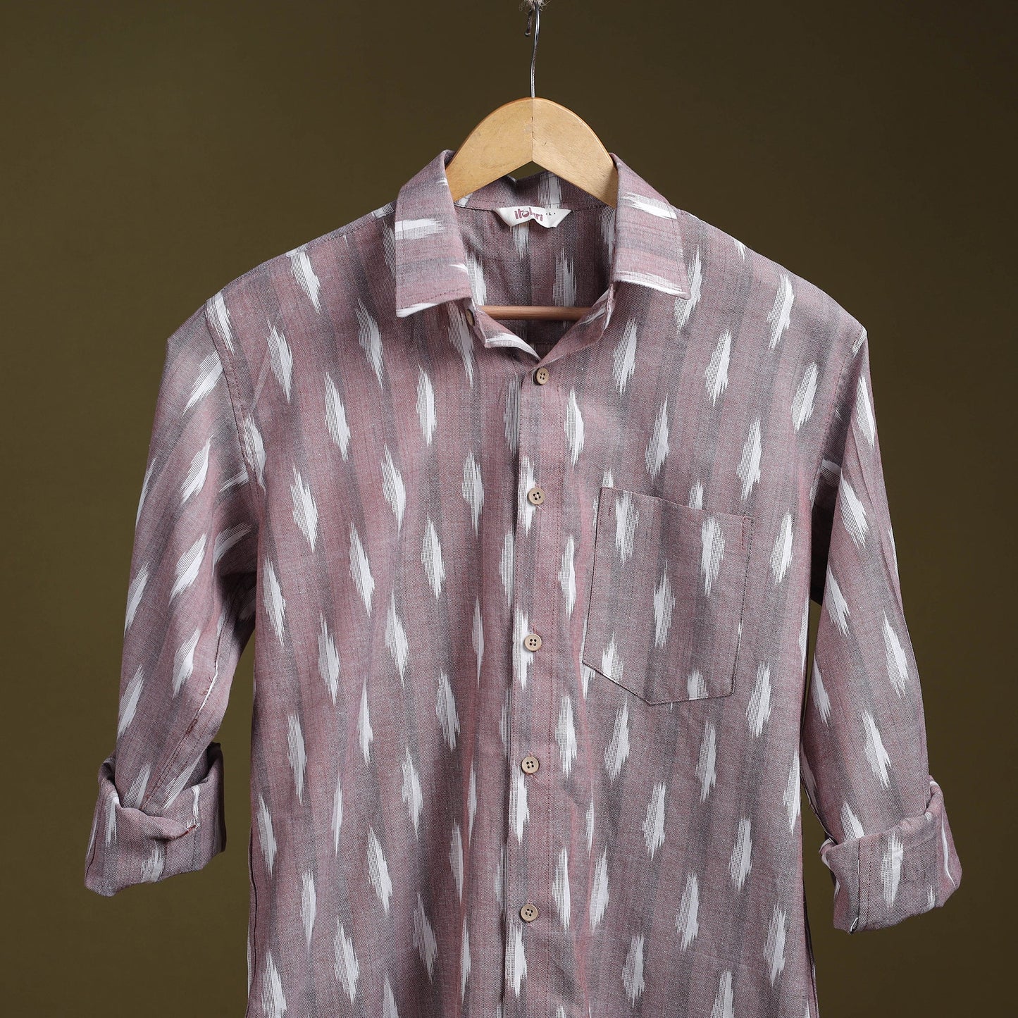Purple - full sleeve cotton men pochampally ikat shirt 05