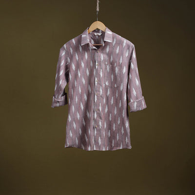 Purple - full sleeve cotton men pochampally ikat shirt 05
