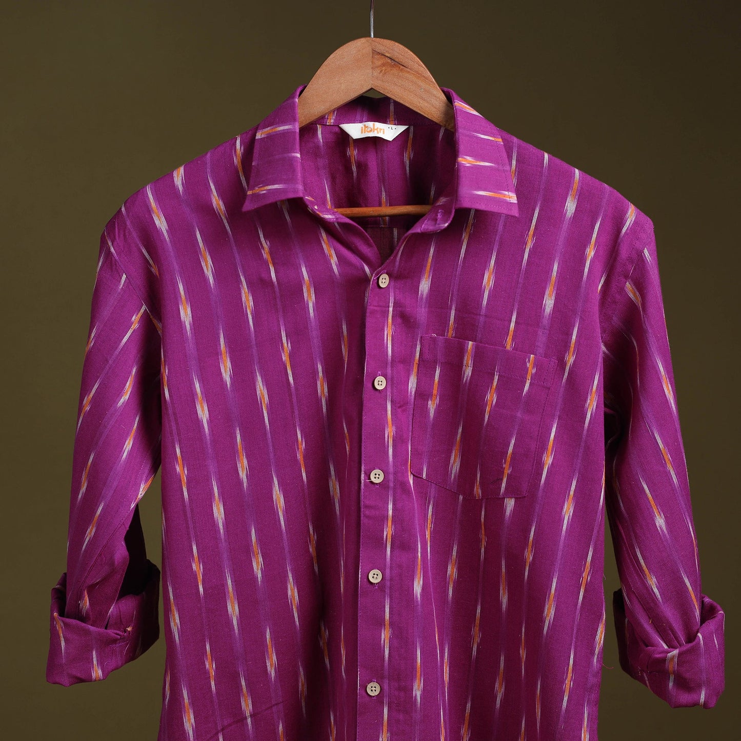 Purple - full sleeve cotton men pochampally ikat shirt 15