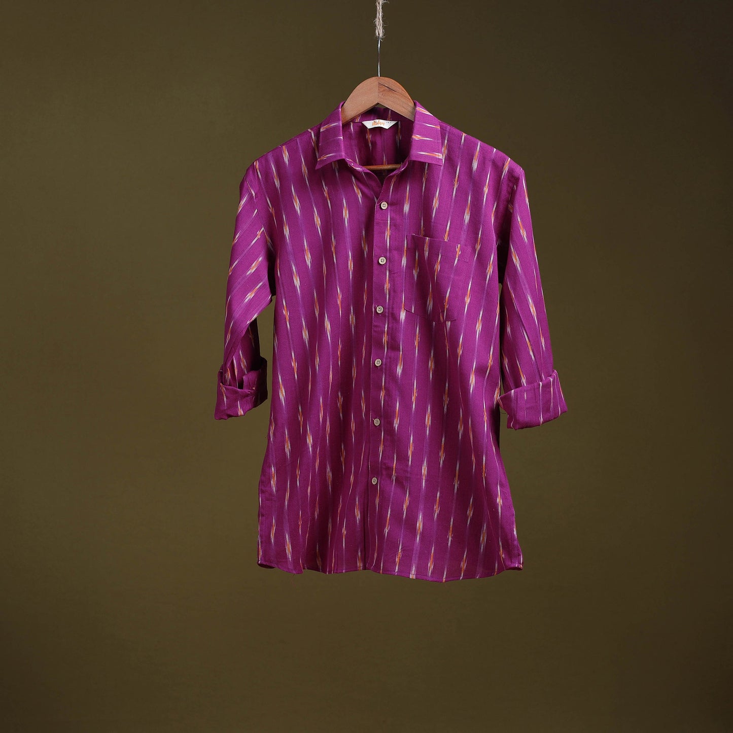 Purple - full sleeve cotton men pochampally ikat shirt 15