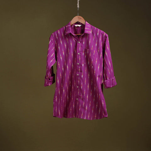 Purple - full sleeve cotton men pochampally ikat shirt 15