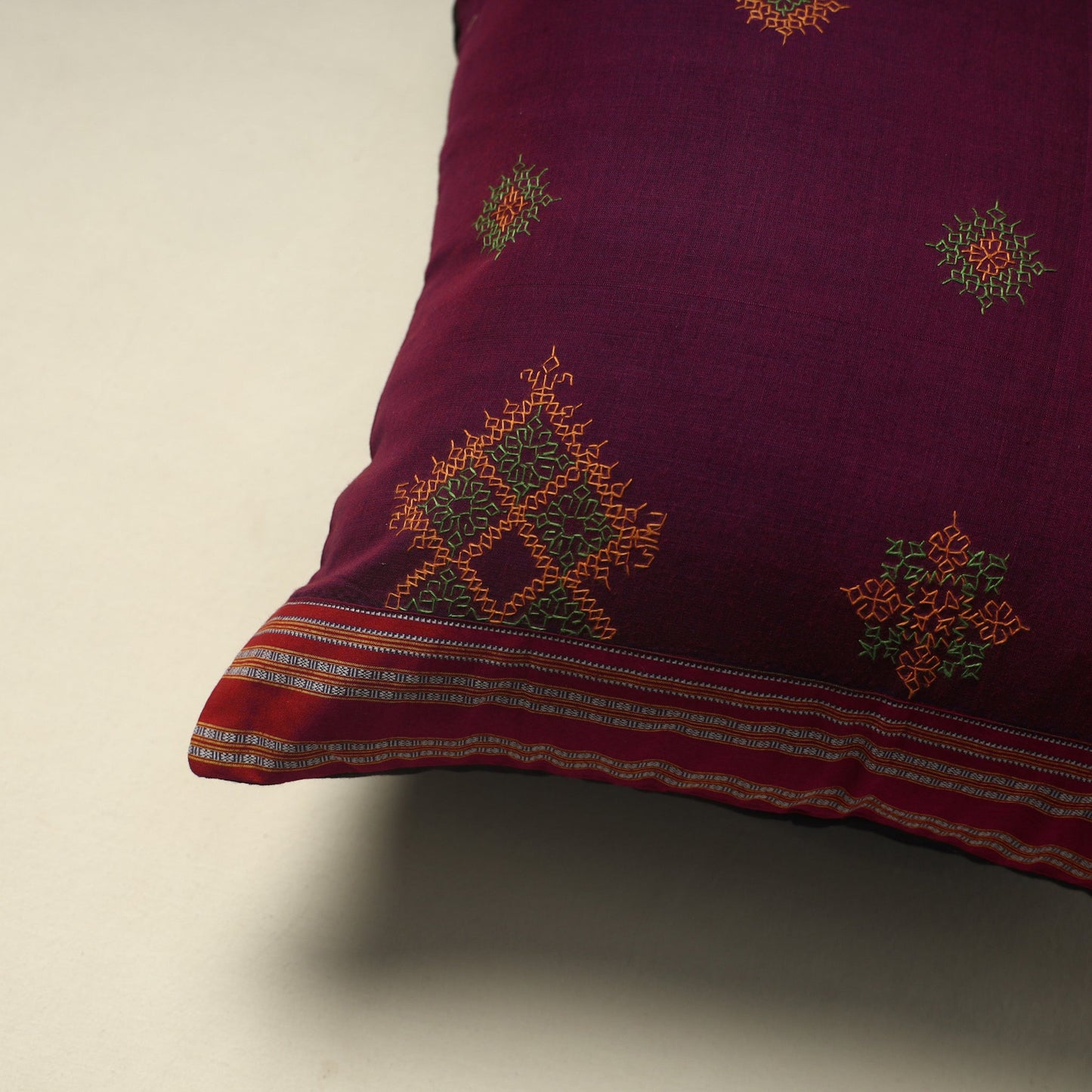 Purple Gavanti Kasuti Hand Embroidery Cushion Cover