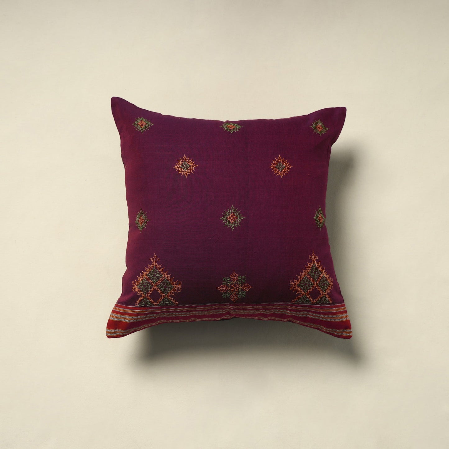Purple Gavanti Kasuti Hand Embroidery Cushion Cover