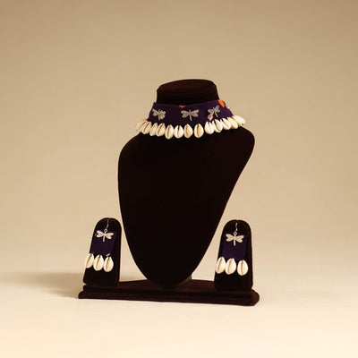 Purple - german silver fabart choker necklace set