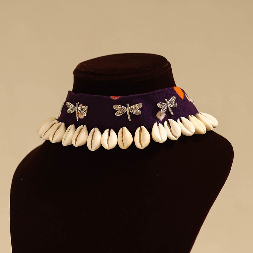 Purple - german silver fabart choker necklace set