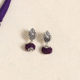 Purple - german silver necklace set with beads 46