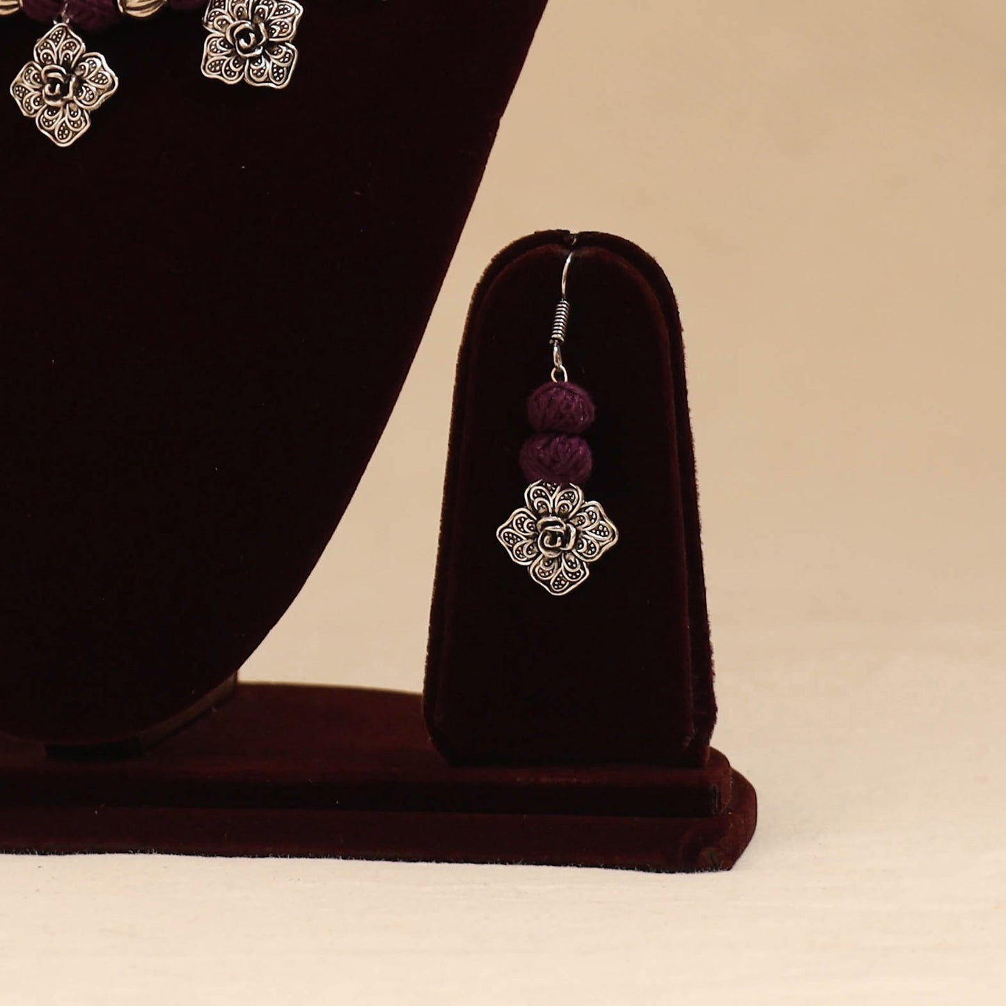 German silver thread beads necklace set 14 - handcrafted