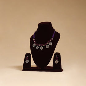 German silver thread beads necklace set 14 - handcrafted