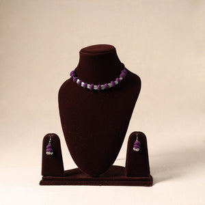 Purple German Silver Thread Beads Necklace Set