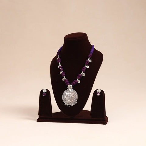 Purple - german silver thread beads necklace set 32