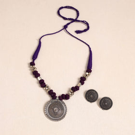 Purple - german silver thread beads necklace set 39