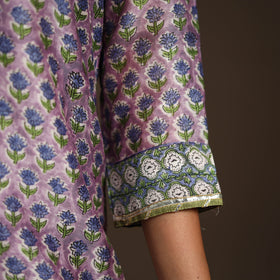 Purple - gota work chanderi silk sanganeri kurta set (set